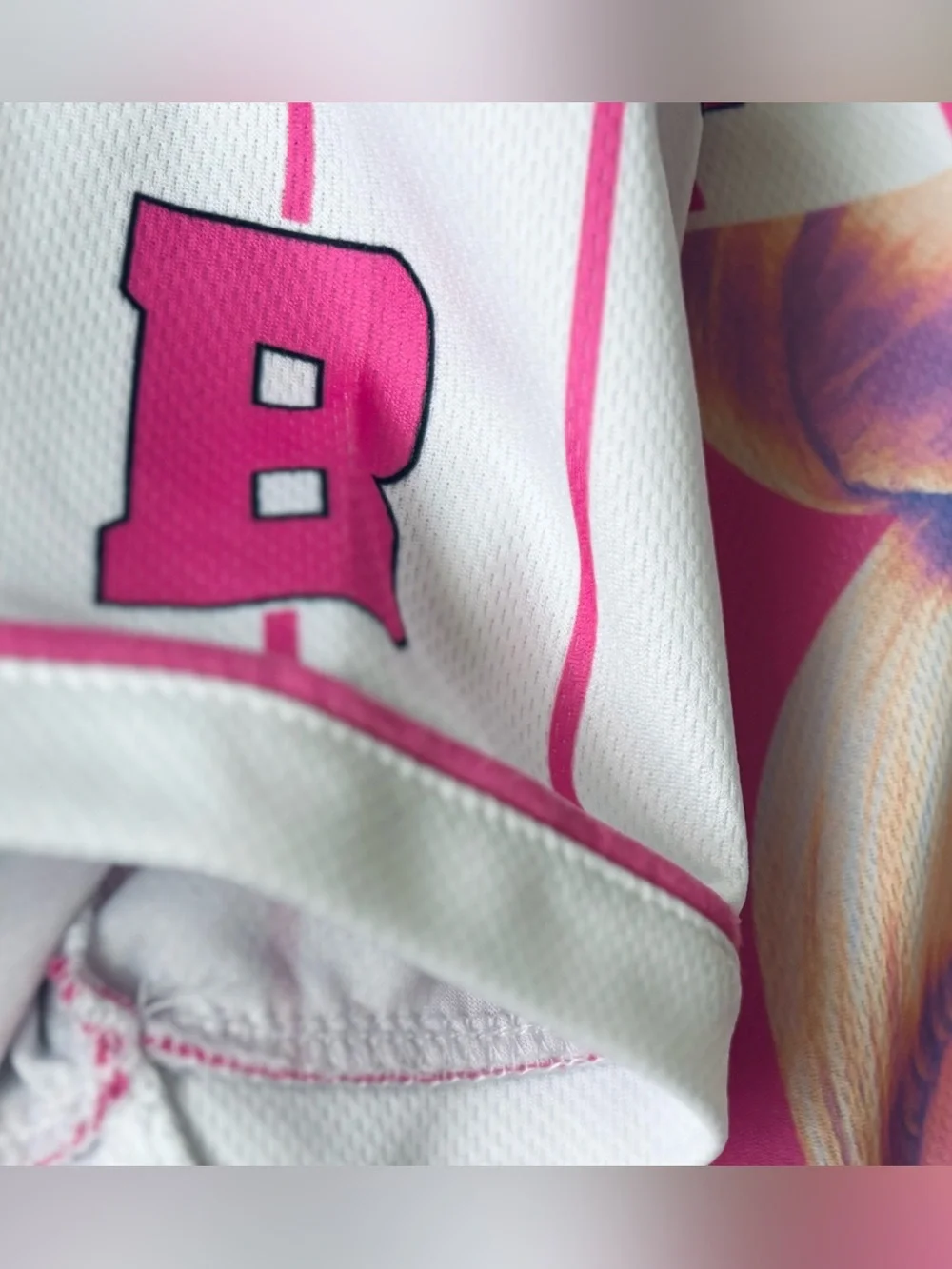 Barbie Dream Chaser Baseball Jersey |   White & Pink Girls' | SIZE: 7/8